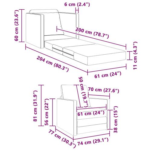 Gulvseng Sofa 2-i-1 Mørkegrøn 74x77x81 cm Stof