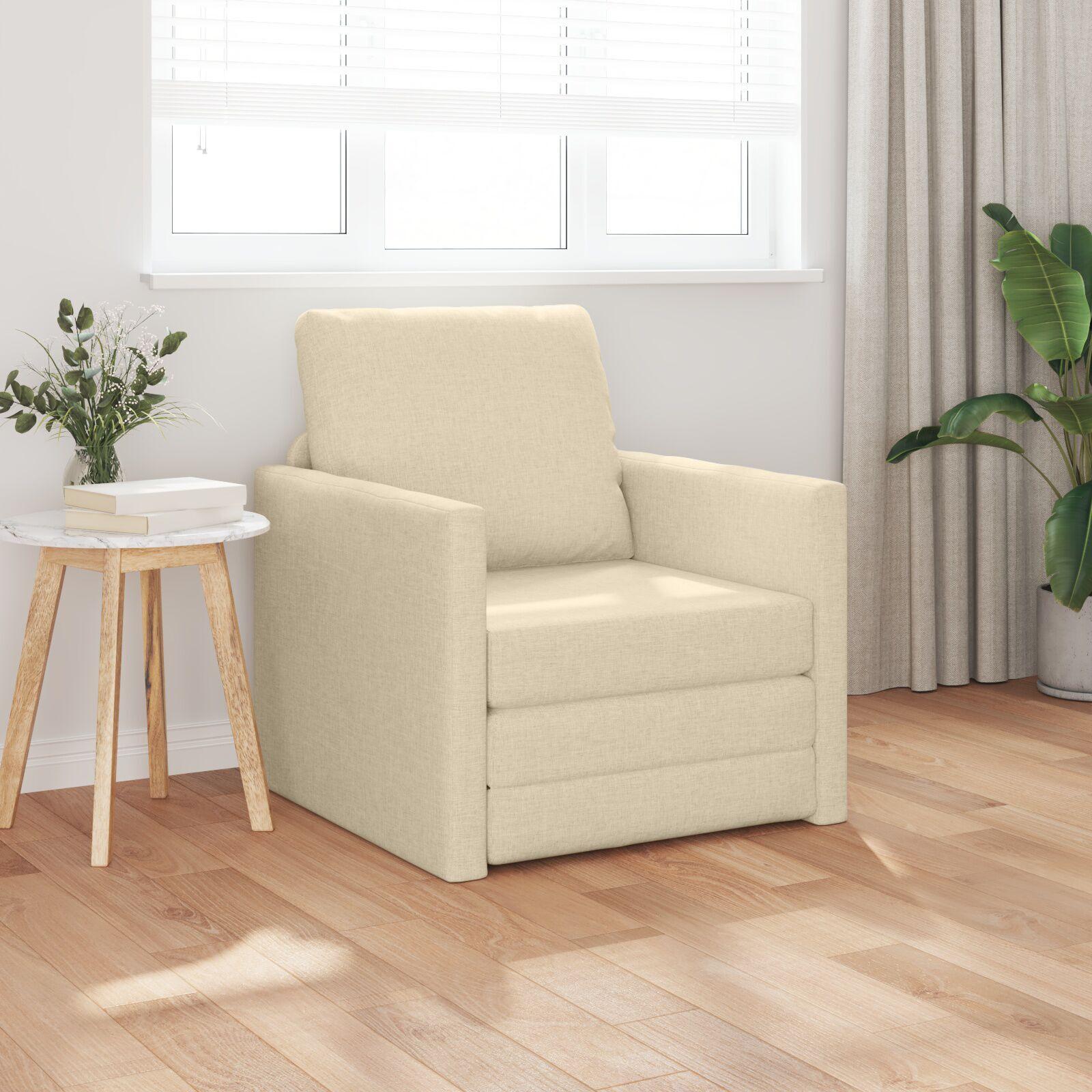 Gulvssovesofa 2-i-1 Creme 74x77x81 cm Stof