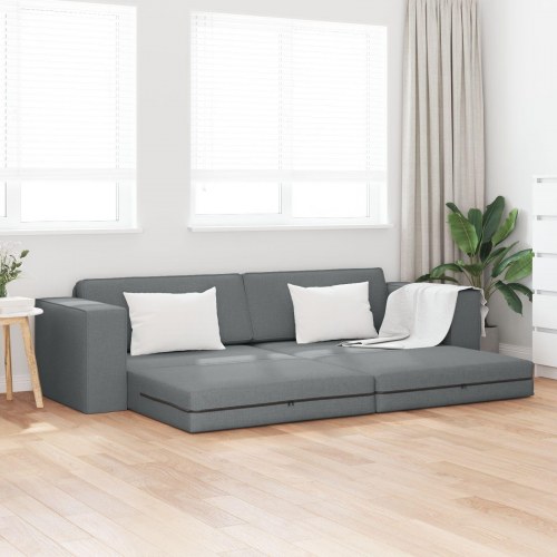 Gulv Sofa Seng 2-i-1 Mørkegrå 245x150x60.5 cm Stof