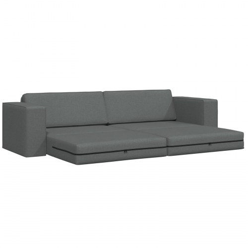 Gulv Sofa Seng 2-i-1 Mørkegrå 245x150x60.5 cm Stof