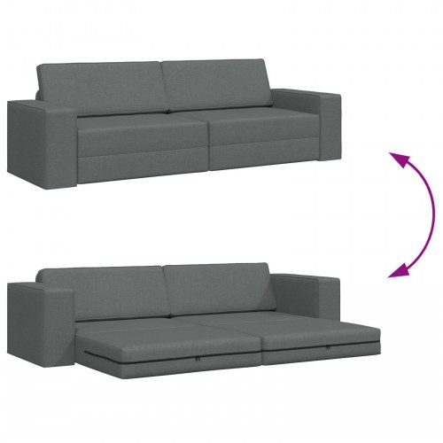 Gulv Sofa Seng 2-i-1 Mørkegrå 245x150x60.5 cm Stof
