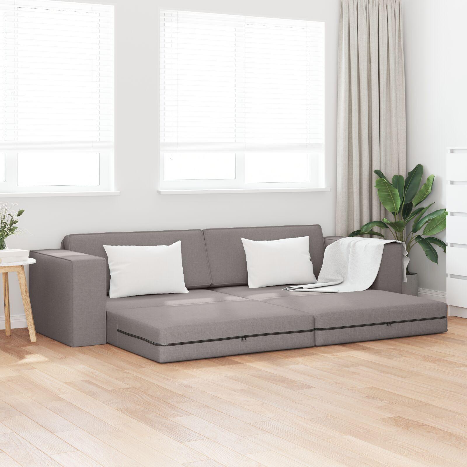 Gulv Sofa Bed 2-i-1 Taupe 245x150x60.5 cm Stof