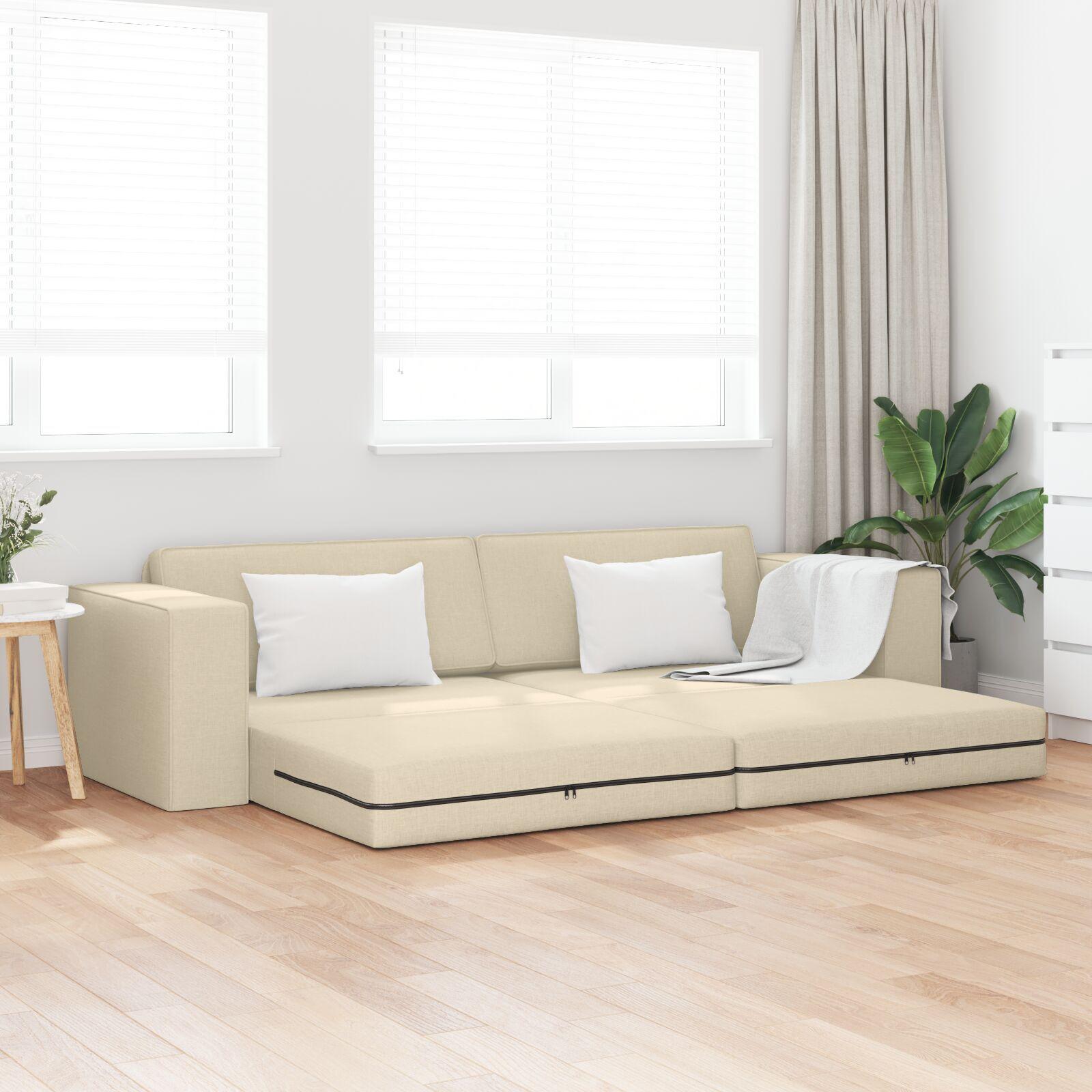 Gulv Sofa Bed 2-i-1 Creme 245x150x60.5 cm Stof