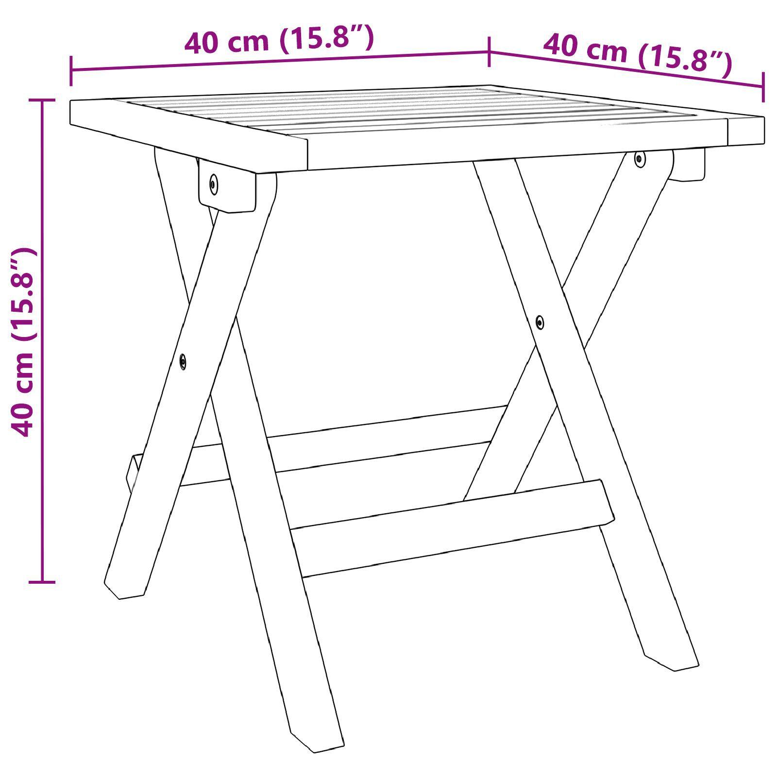 3-delt solstol med sidebord i solid akacietræ