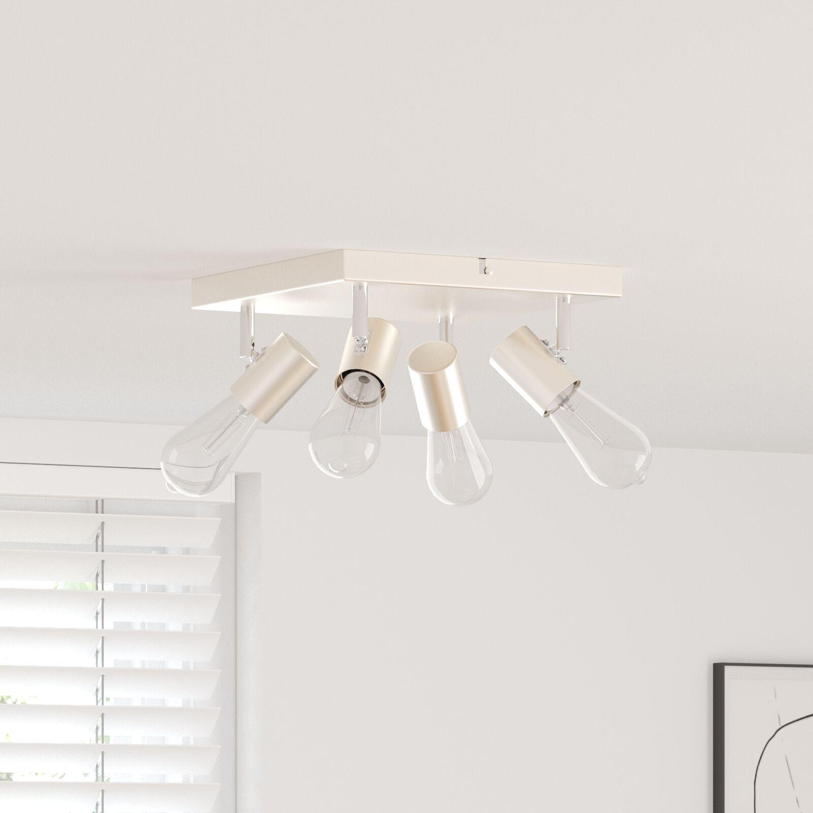 Loftspotlight 4 Vejs Justerbar Børstet Nikkel E27