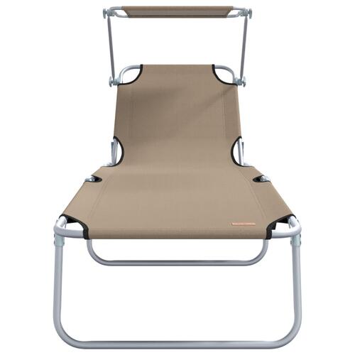 Sammenfoldelige solstole 2 stk med baldakin Taupe 600D Oxford stof