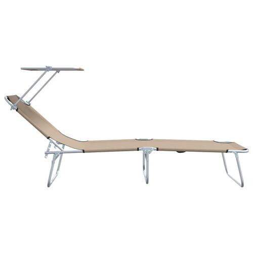 Sammenfoldelige solstole 2 stk med baldakin Taupe 600D Oxford stof