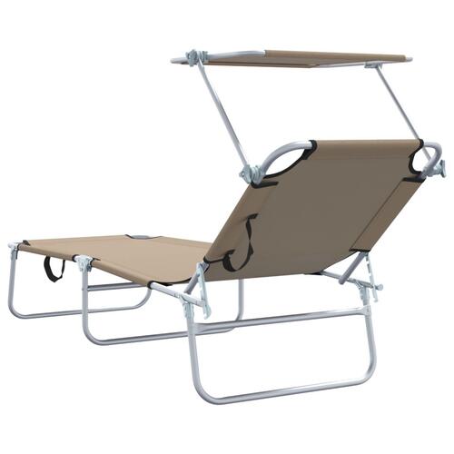 Sammenfoldelige solstole 2 stk med baldakin Taupe 600D Oxford stof