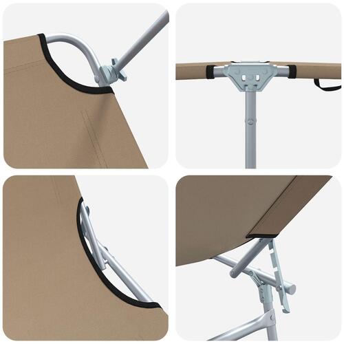 Sammenfoldelige solstole 2 stk med baldakin Taupe 600D Oxford stof