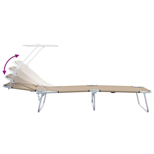 Sammenfoldelige solstole 2 stk med baldakin Taupe 600D Oxford stof
