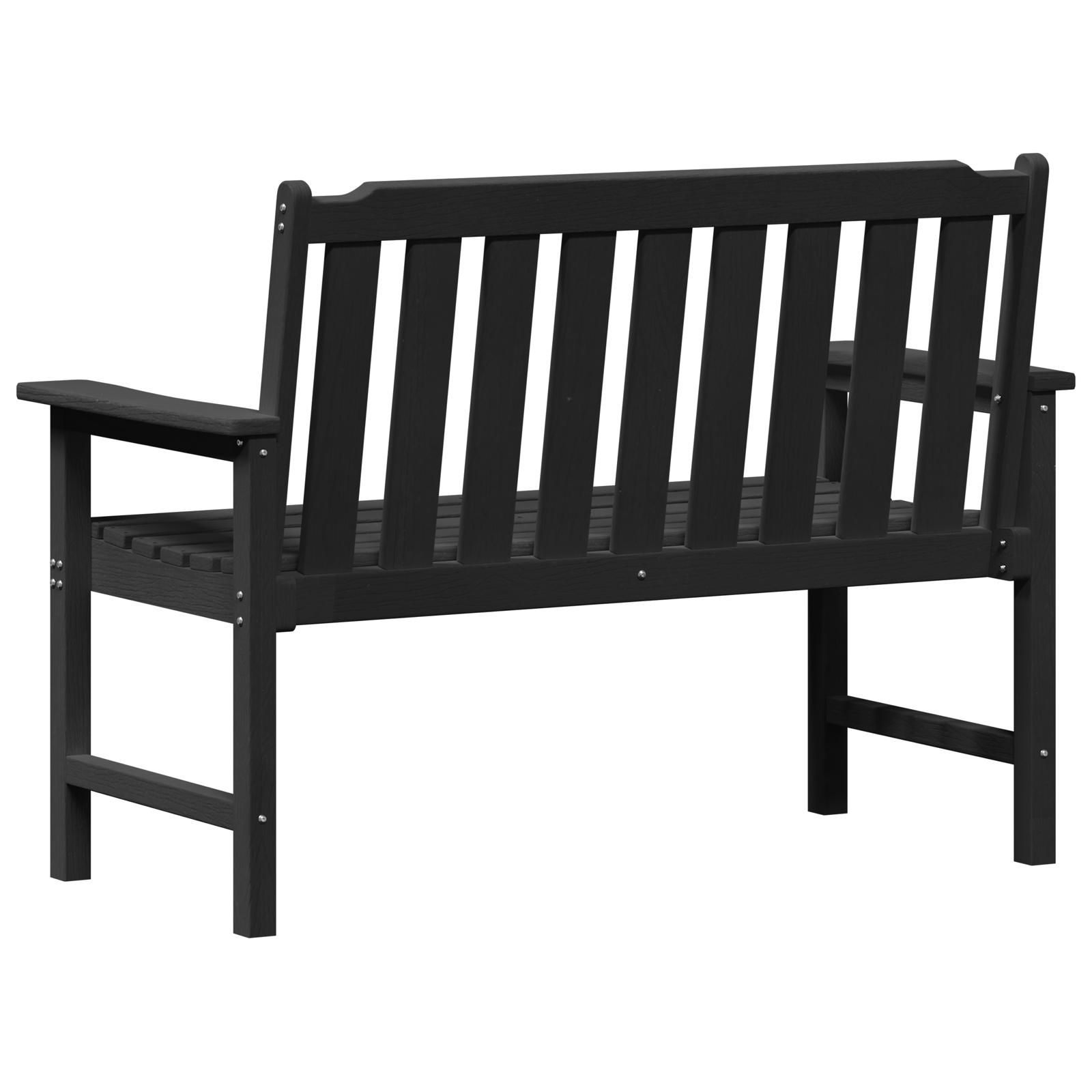 Havebænk Sort 120 cm HDPE