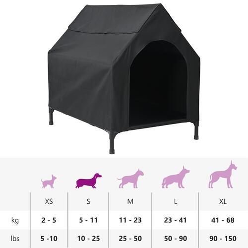 Hundehus Sort Oxford stof og stål