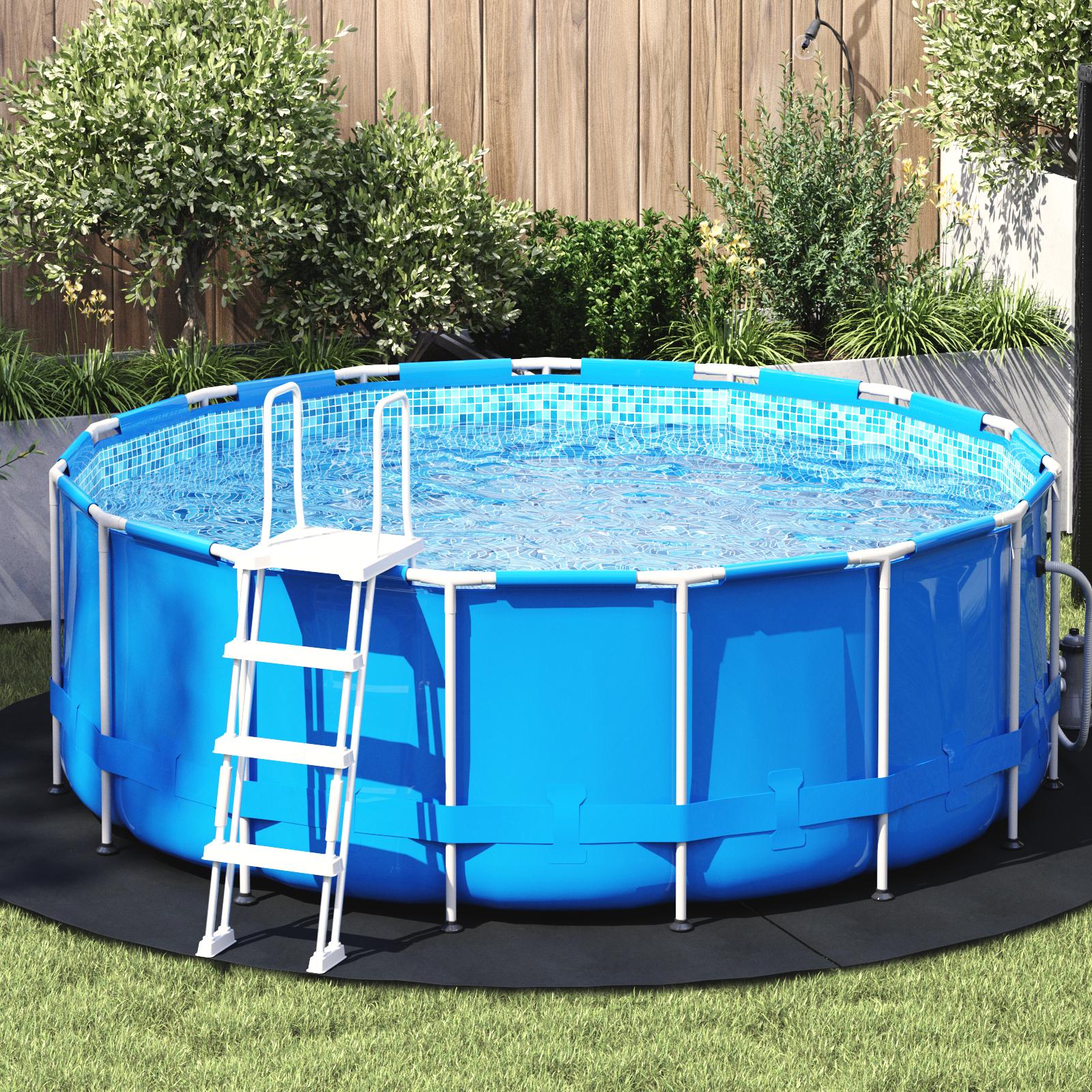 Pool Bundark Sort Ø 244 cm Polyester geotekstil billede