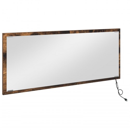 LED Badeværelsesspejl Røget Eg 90x8,5x37 cm Konstrueret Træ