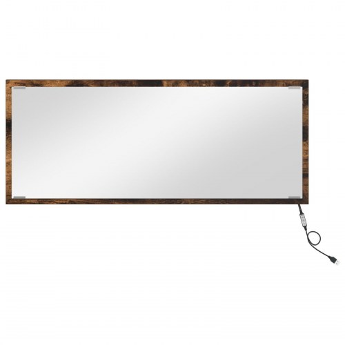 LED Badeværelsesspejl Røget Eg 90x8,5x37 cm Konstrueret Træ