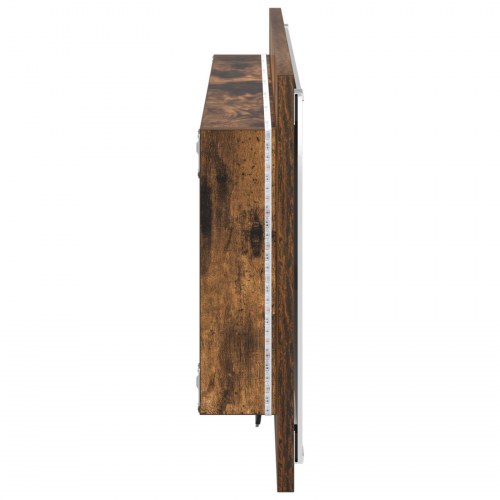LED Badeværelsesspejl Røget Eg 90x8,5x37 cm Konstrueret Træ