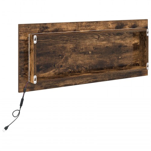 LED Badeværelsesspejl Røget Eg 90x8,5x37 cm Konstrueret Træ