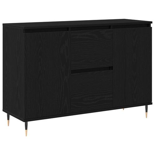 Skænk med Døre & Skuffer Sort Eg 101,5x35x70 cm