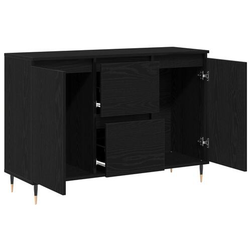 Skænk med Døre & Skuffer Sort Eg 101,5x35x70 cm