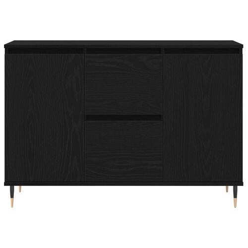 Skænk med Døre & Skuffer Sort Eg 101,5x35x70 cm