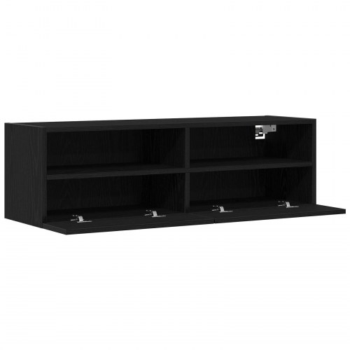 TV Vægskab Sort Eg 100x30x30 cm Konstrueret Træ