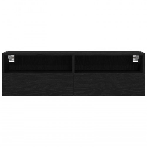TV Vægskab Sort Eg 100x30x30 cm Konstrueret Træ