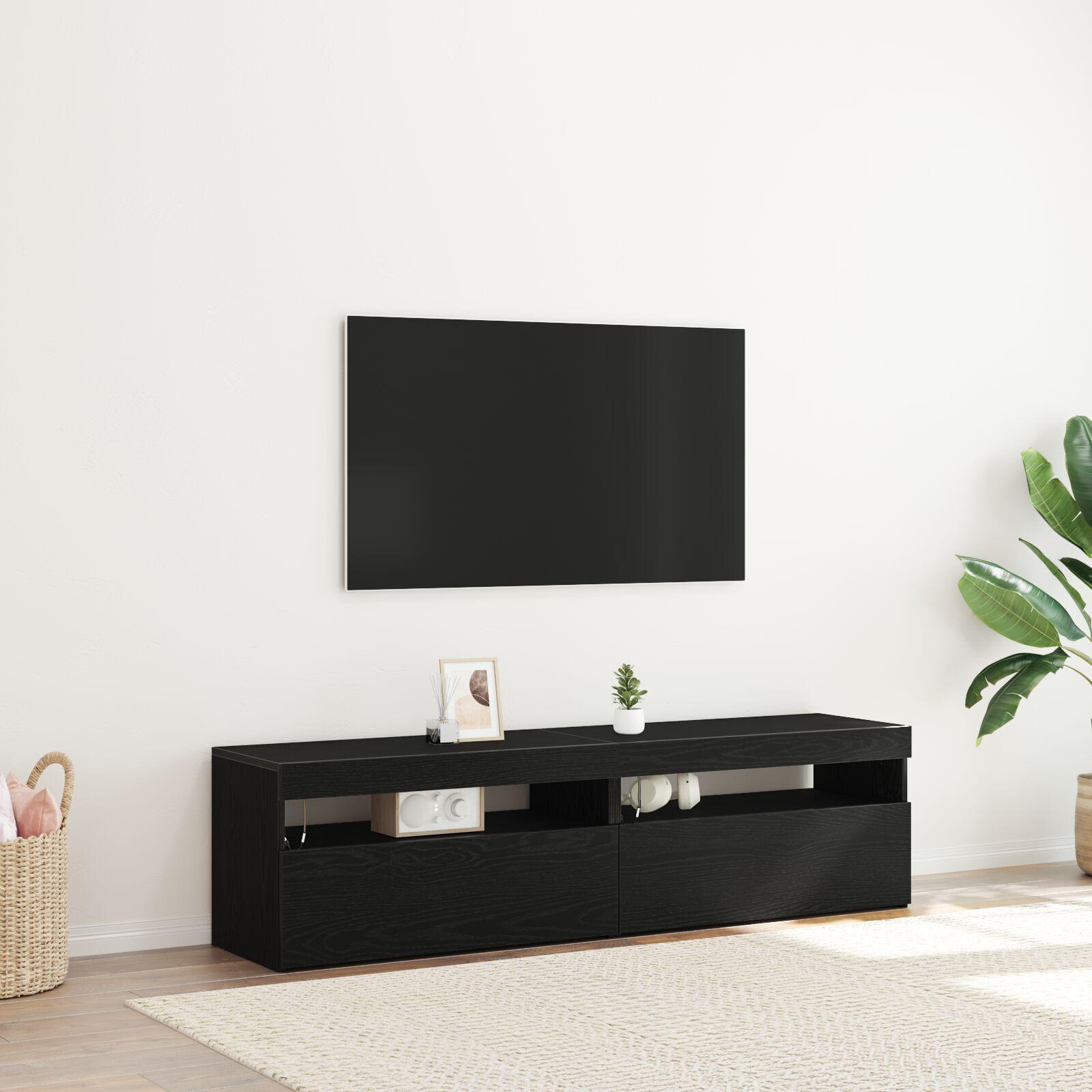 TV-skab 2 stk Sort 75 x 35 x 40 cm Konstrueret træ billede