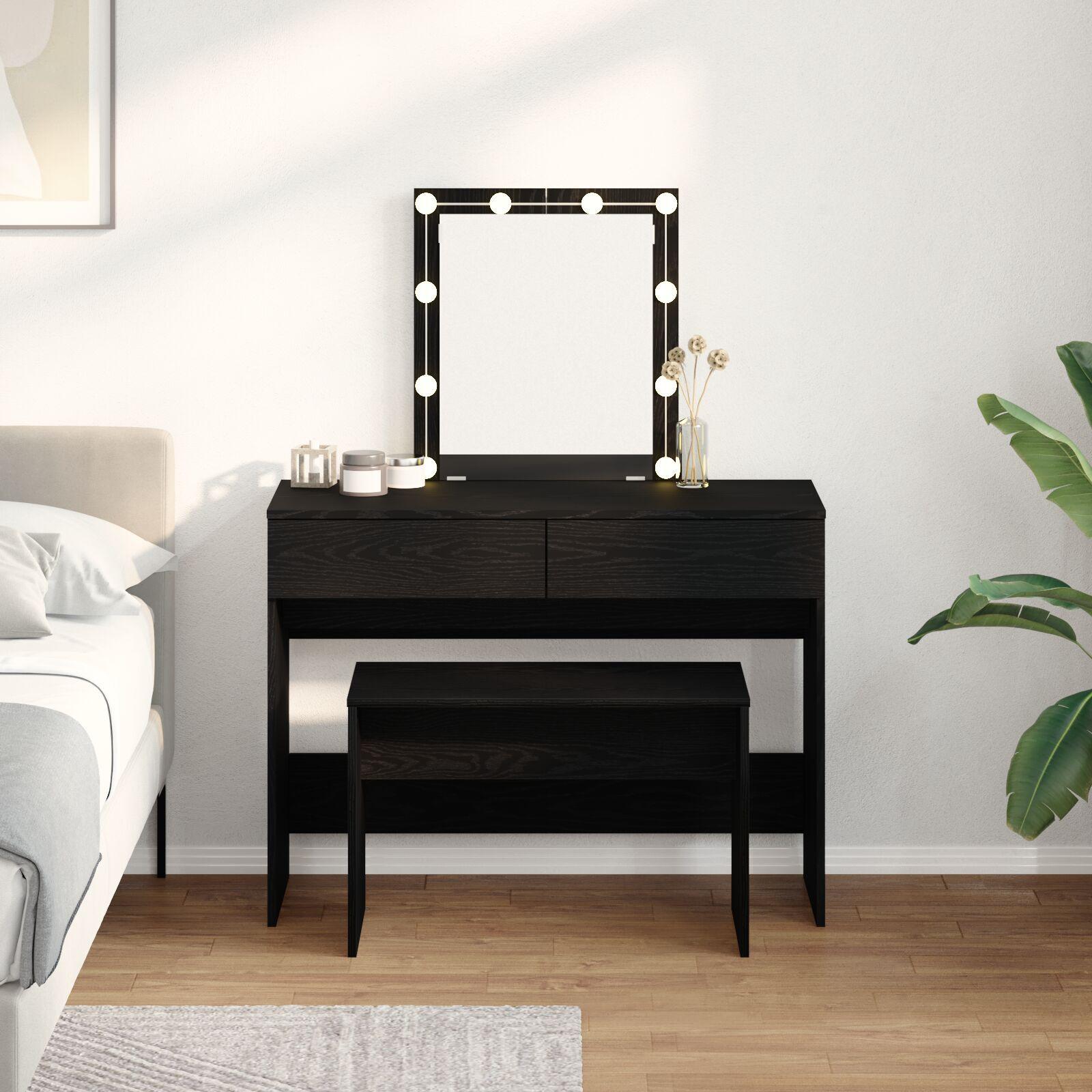 Klædestol Sort Egetræ 70x35x45 cm MDF