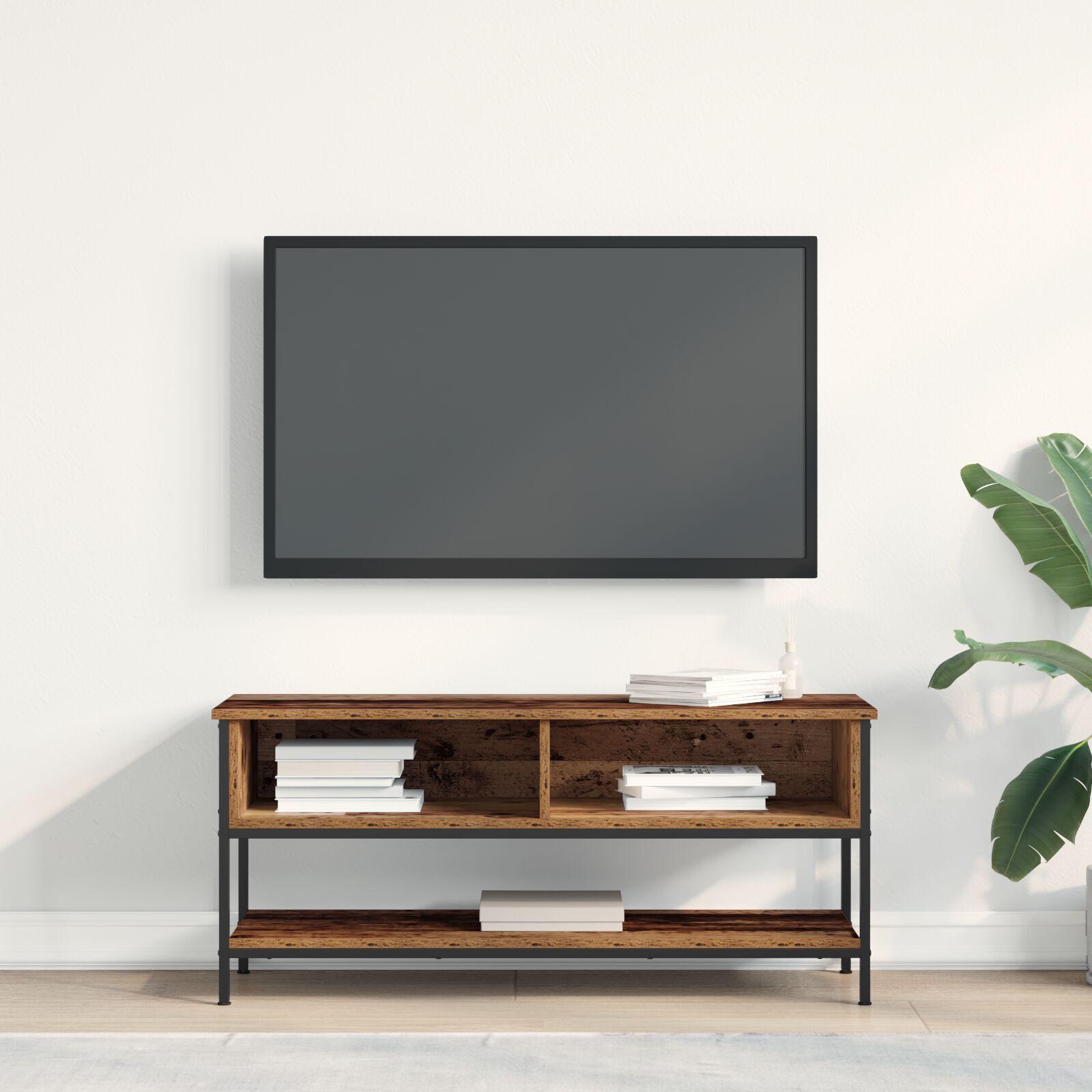 TV Skab Gammelt Træ 100x35x45 cm Ingeniørtræ og Stål