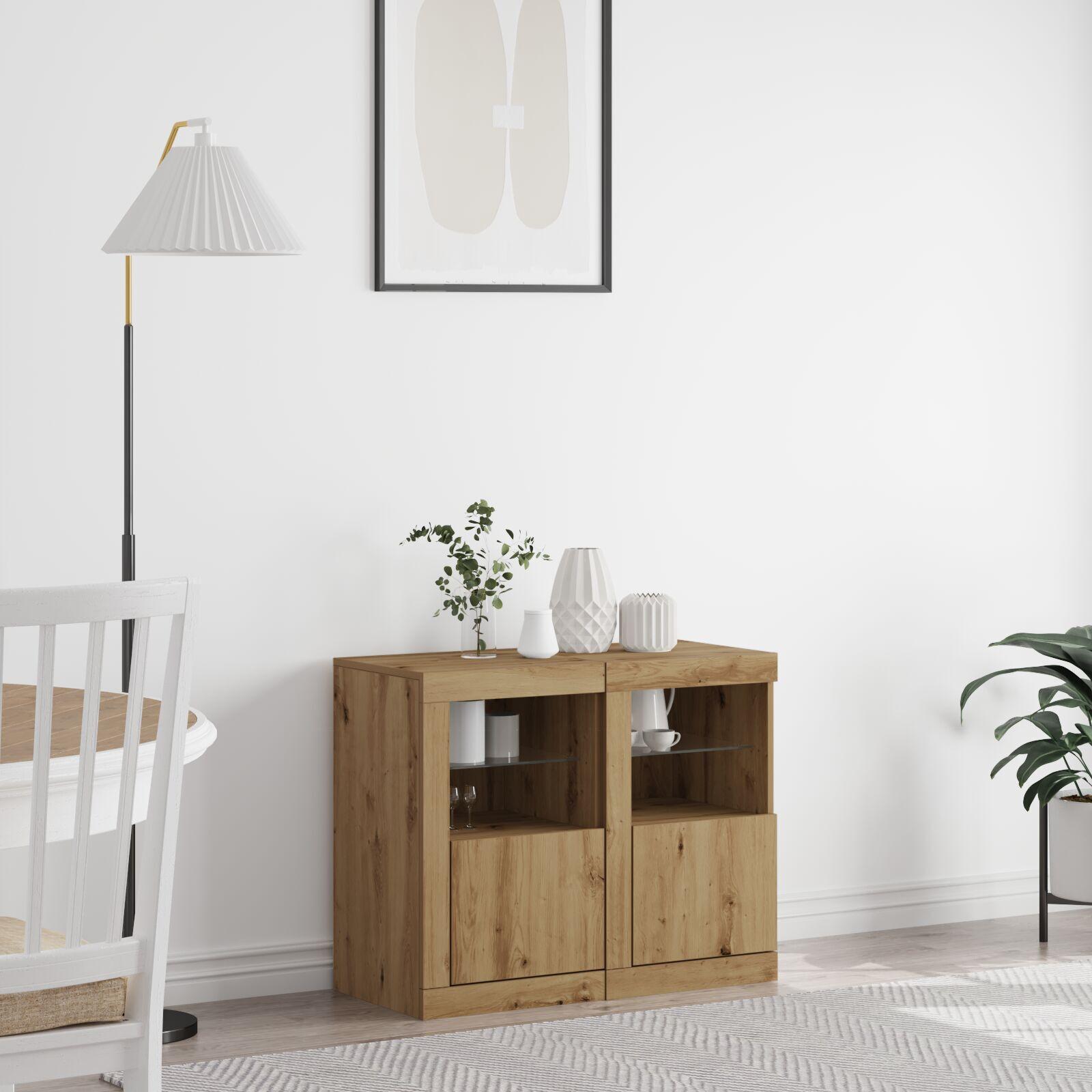 Sideskab 2 stk artisan eg 41 x 37 x 67 cm Konstrueret træ billede