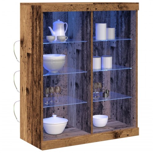 Skabs med LED Lygter Gamle Træ 41x37x100 cm