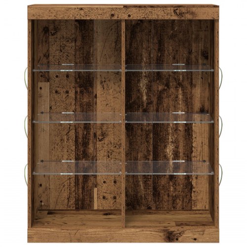 Skabs med LED Lygter Gamle Træ 41x37x100 cm