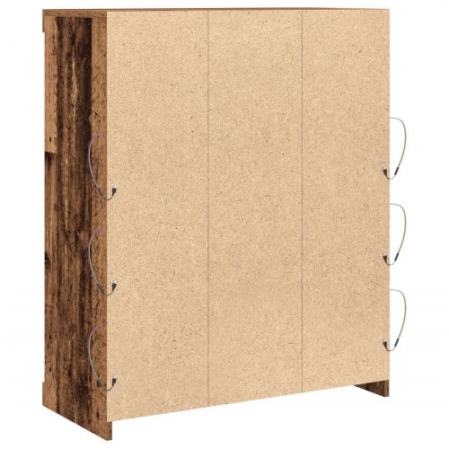 Skabs med LED Lygter Gamle Træ 41x37x100 cm