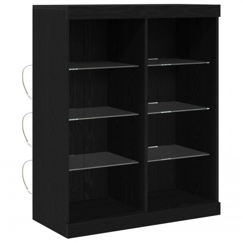 Sideboard med LED Lys Sort Eg 41x37x100 cm