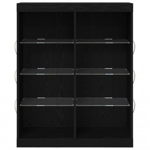 Sideboard med LED Lys Sort Eg 41x37x100 cm