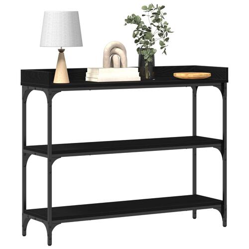 Konsolbord Sort Eg 100x30x80 cm Konstrueret Træ og Stål