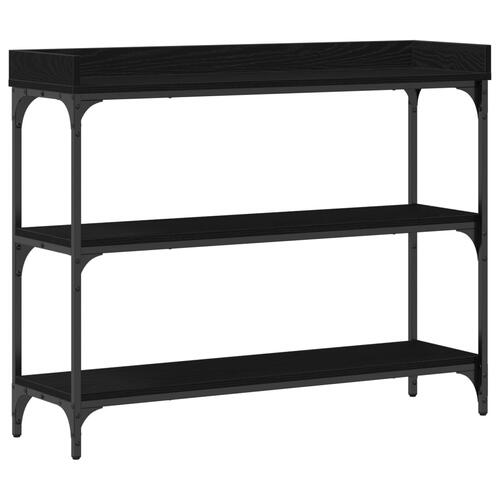 Konsolbord Sort Eg 100x30x80 cm Konstrueret Træ og Stål