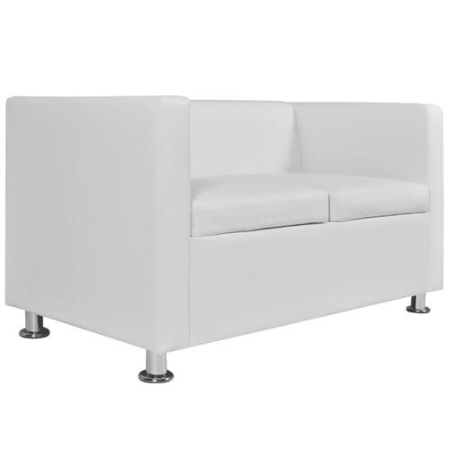 Sofa 2-personers kunstlæder hvid