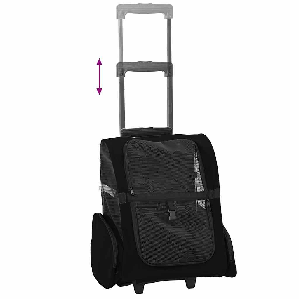 Kæledyrsvogn 3-i-1 design sort 48x32x57 cm oxfordstof