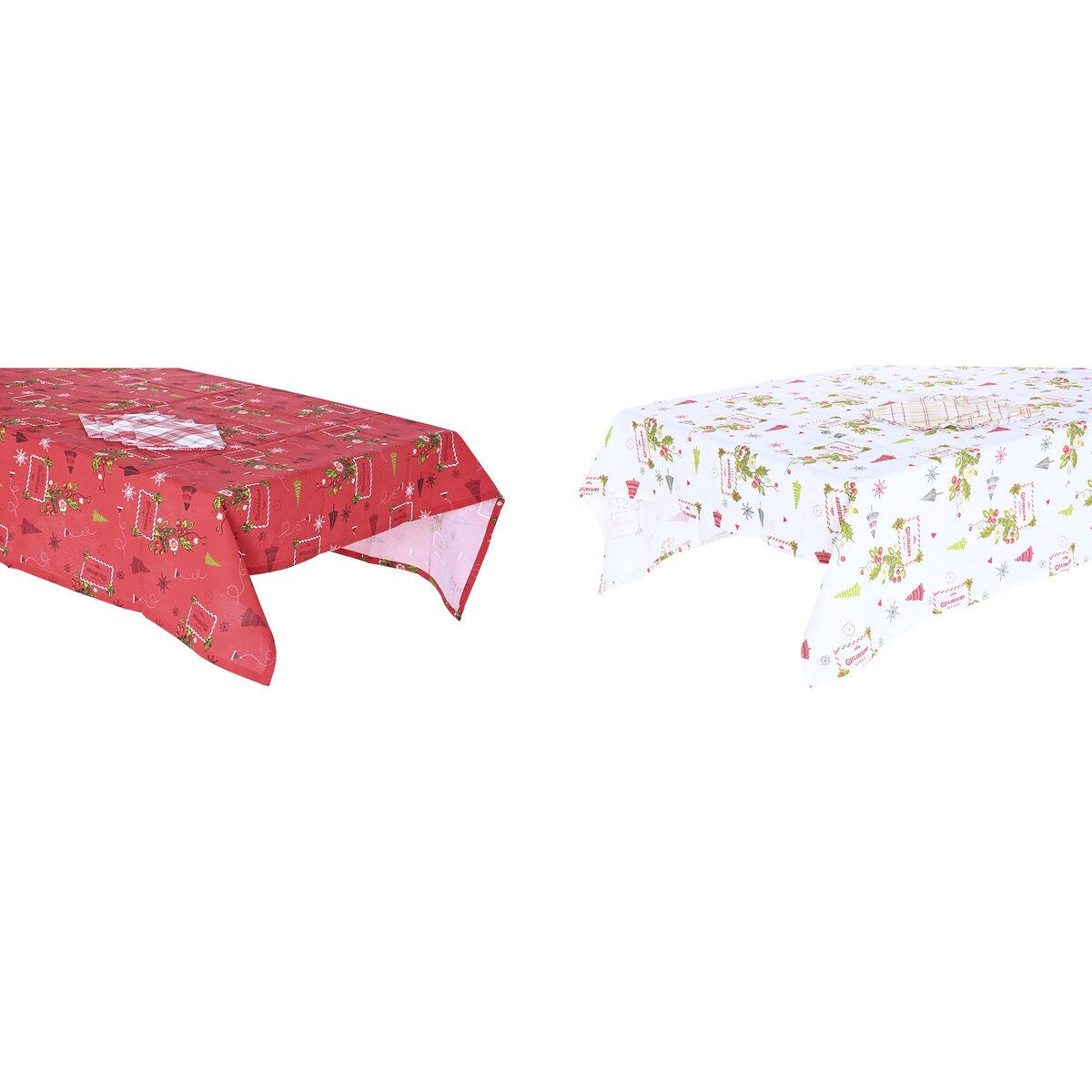 Juledug med servietter - Hvid/Rød/Grøn/Beige, 150 × 150 cm (5 dele, 2 sæt)