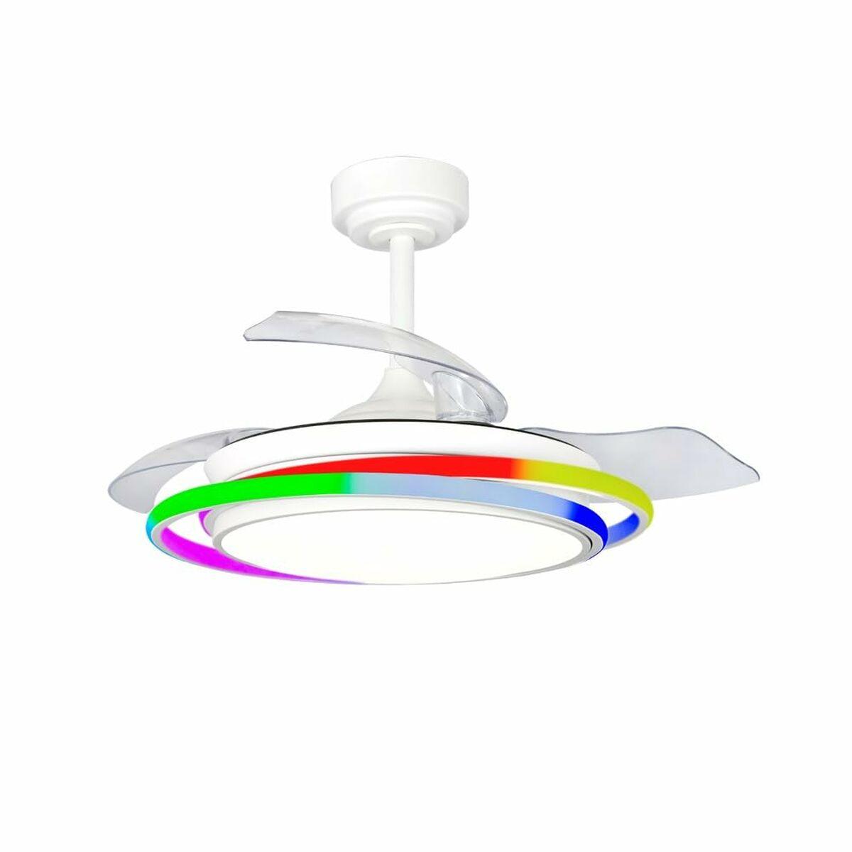 CristalRecord ANTILA MINI RGB loftsventilator med udtrækkelige blade - Hvid