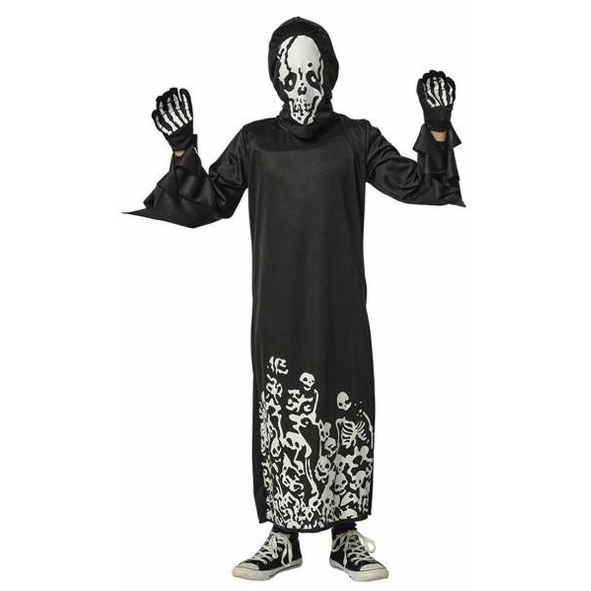 Rubies kostume til børn 8-10 år - sort skeletlook