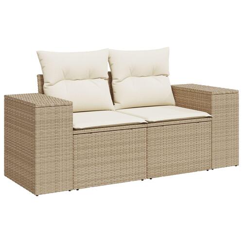 8 delers havemøbel sæt med puder beige poly rattan akacie, 3 delers havemøbel sæt med puder beige poly rattan akacie