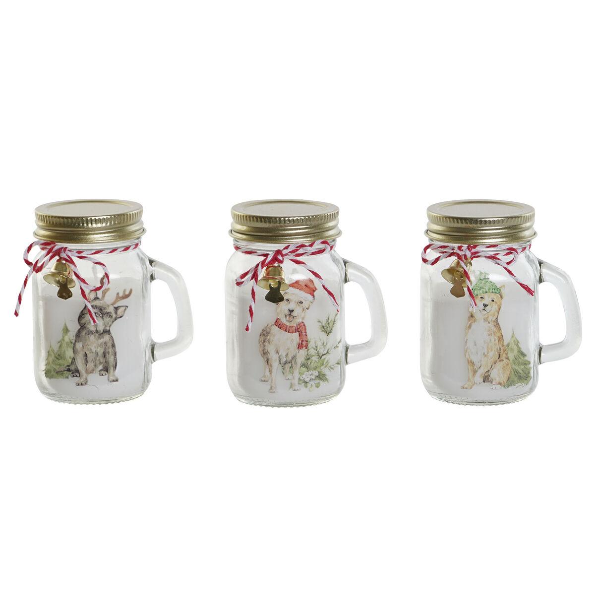 Stearinlys - Hvid/Gylden jul, 8 × 5 × 9 cm (sæt med 3)