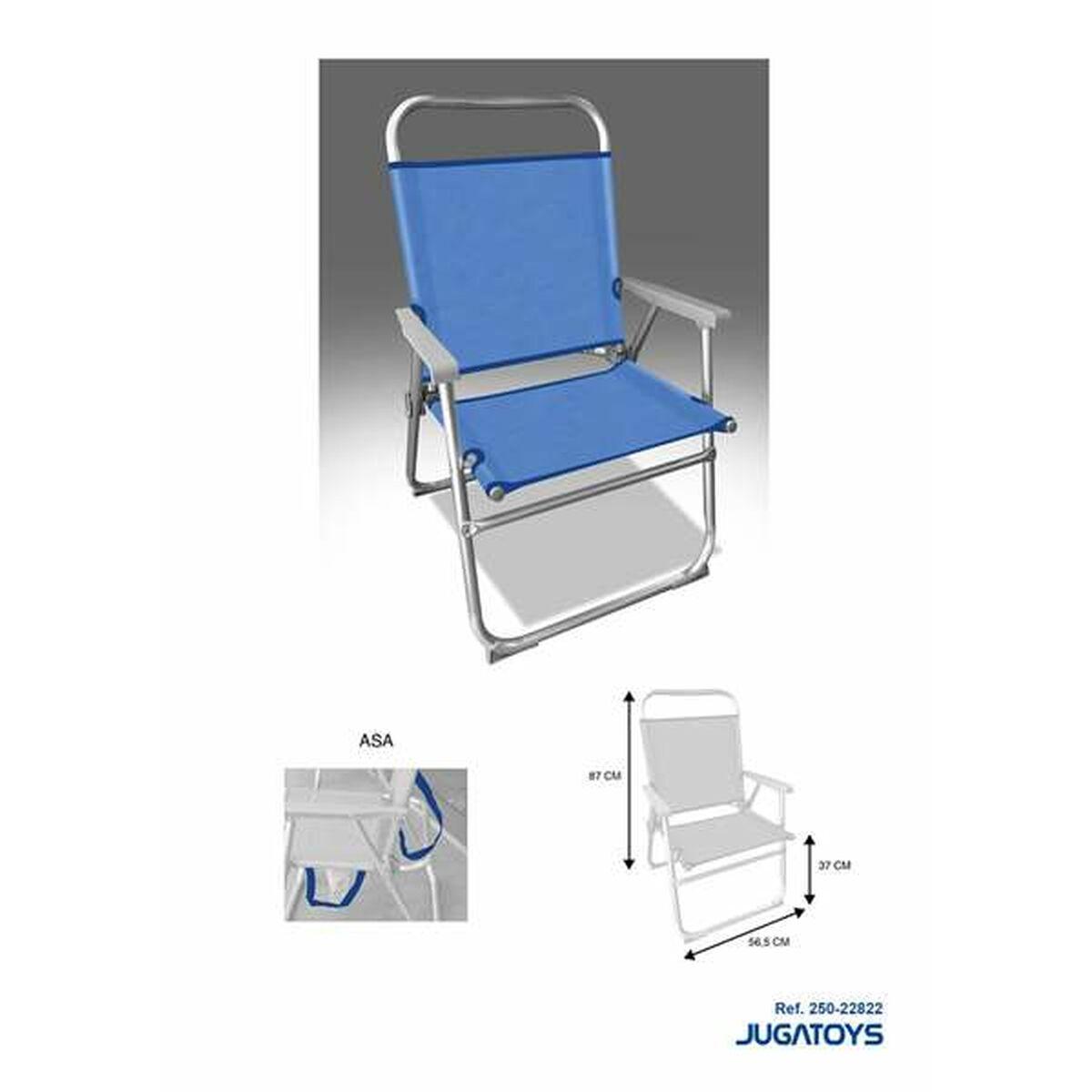 Campingstol strandstol blå/grå - aluminium, 87 × 56 cm