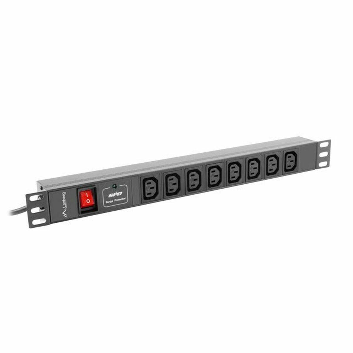 Lanberg 19" stikdåse med afbryder, 8 x AC, 2 m - Schuko PDU