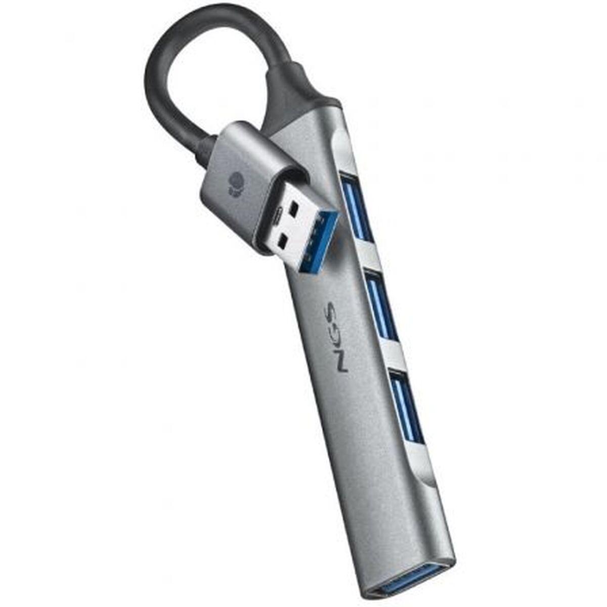 USB hub NGS IHUB4MICRO - 4 porte, USB 3.2/2.0, sølv