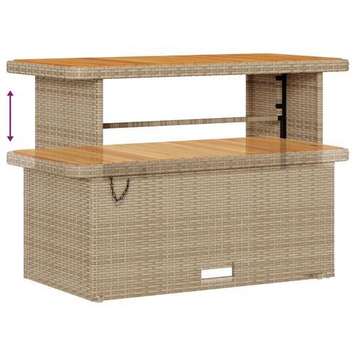 8 Deles Havemøbel Sæt med Puder Beige Poly Rattan Akacietræ, 3 Deles Havemøbel Spisesæt med Puder Beige Poly Rattan Akacietræ