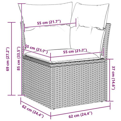 8 Deles Havemøbel Sæt med Puder Beige Poly Rattan Akacietræ, 3 Deles Havemøbel Spisesæt med Puder Beige Poly Rattan Akacietræ