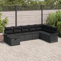 8 Stykke Have Sofa Sæt med Puder Sort Poly Rattan